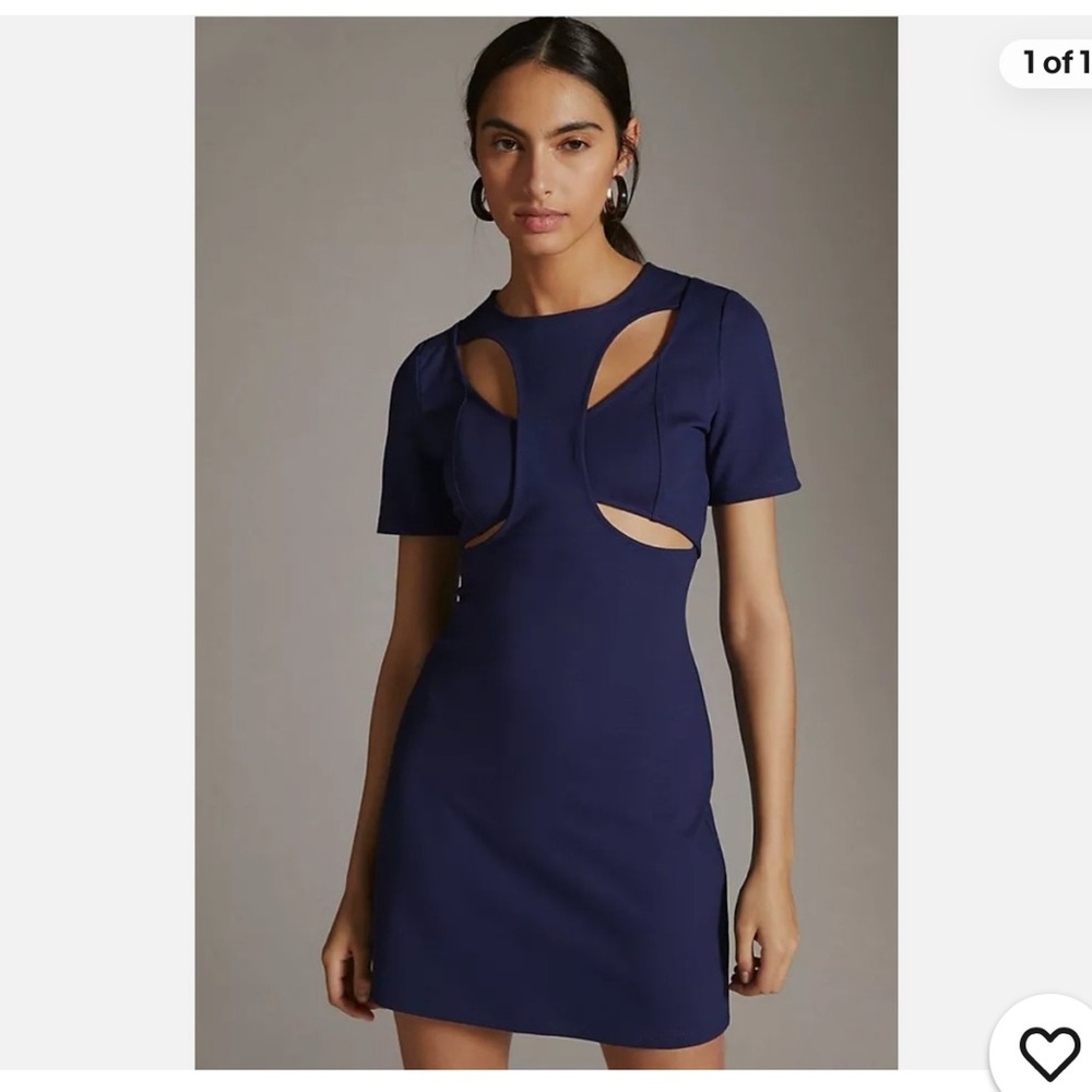 Anthropologie Ponte Cut Out Mini Navy Mini Dress
